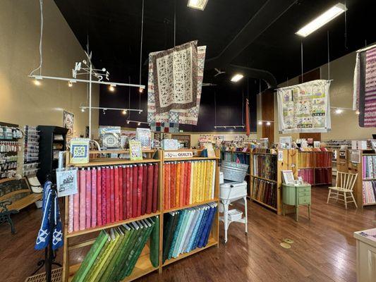 Now this is a gorgeous Fabric Store. Big, Bright, Clean and so many fabrics, Kimberbell and Laura Heine Kits, Thread, & Notions.  Julie A