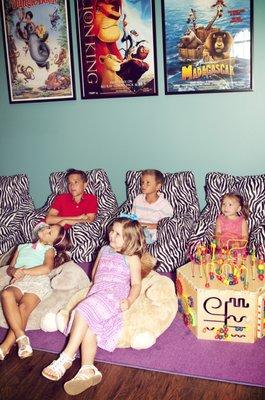 Enjoying a movie in our movie room!