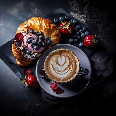 Start your morning right with a buttery croissant  paired with a velvety cappuccino, crafted to perfection at Dalian's Café in DTLA