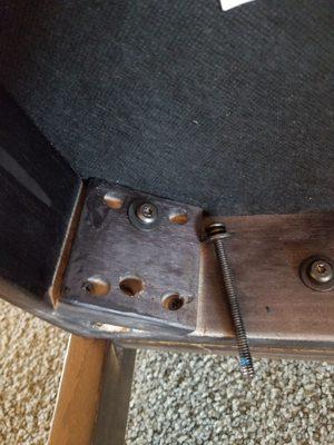 Screws missing under table