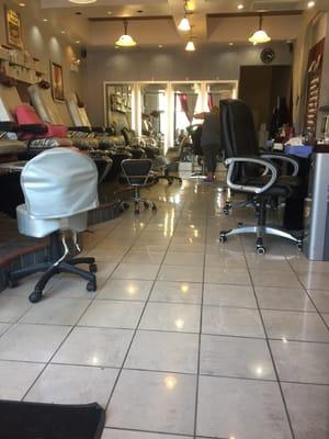 Salon interior is clean and nice