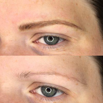 Before and After Microblading Brows by Monique. "Subtle and light" was the request.