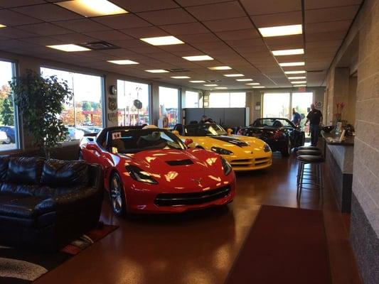 Our comfy showroom with a few horsepower sitting around