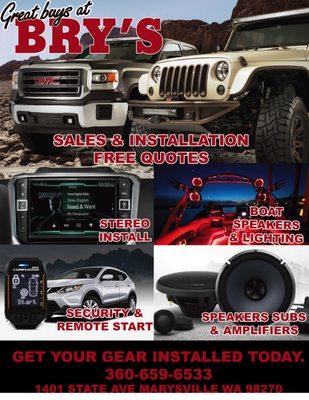 Car stereo and car alarm sales and installation.