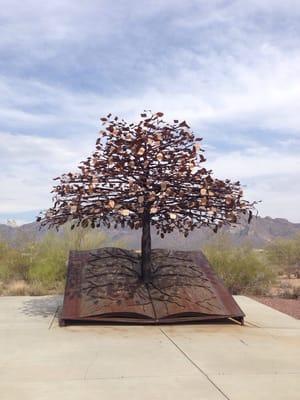 Awesome book tree outside of the library.