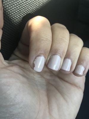 This was 4 days after my gel mani. Typically a gel manicure will last me 2 weeks