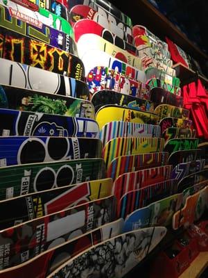 Wall of skateboard decks