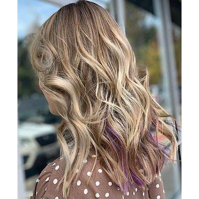 Blonde tones with a peak of purple