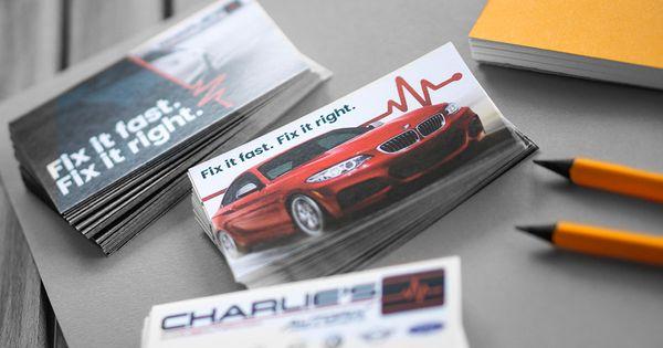 CAN'T DECIDE? DON'T! Charlie's Autofix liked both creative options we presented so we delivered twice the business cards for half the price!