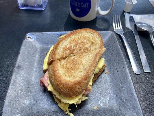 Breakfast sandwich, homemade wheat bread