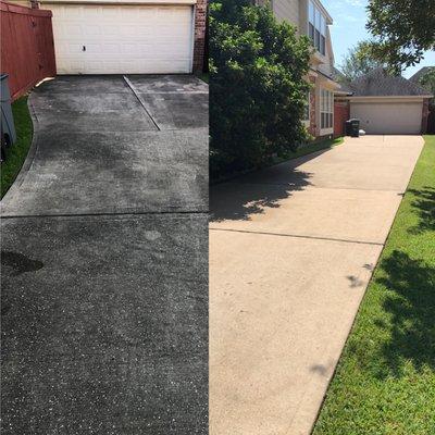 Have you ever seen a driveway this dirty?! 
 
 Not a problem for us!