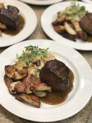 Filet Mignon and cauliflower gratin