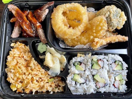 Lunch bento box with teriyaki beef