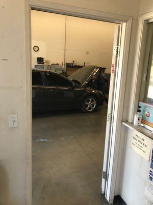 Car starting smog check.