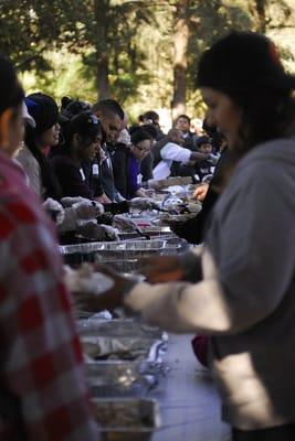 Everyone enjoyed a nice meal of ham, turkey, stuffing, mashed potatoes, gravy, cranberry sauce, pumpkin pie and lots more!