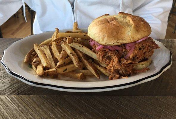 Pulled BBQ pork sandwich