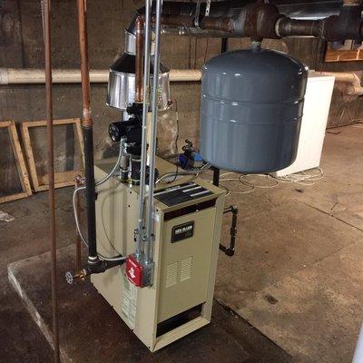 A new natural gas forced hot water boiler. Really efficient!