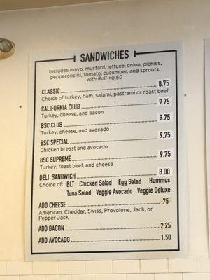 Sandwich Menu