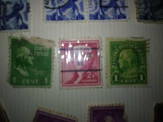 Antique George Washington 1 cent stamps and other president's.