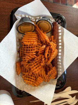 Sweet potato fries and sausage