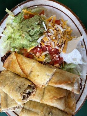 Shredded beef flautas.