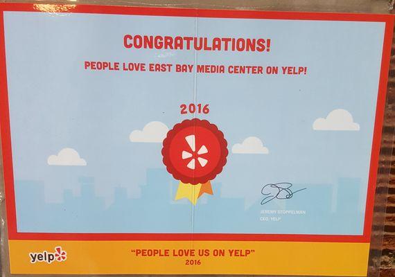 The Clowns at EBMC proudly display the Clown Award from the Clowns at Yelp! Have a Clown filled day.