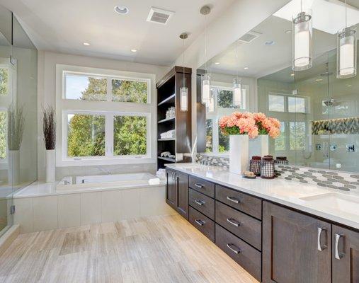 Lots of storage in this cabinet bathroom install