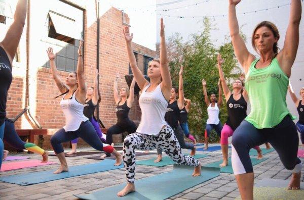 Yoga/Barre offered at our club offered 5x/week inside and sometimes outside on our back patio.