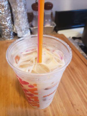 "iced latte with almond milk" this is literally just a cup of milk.