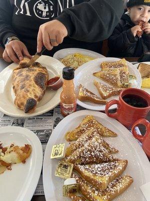 Stromboli, French toast and coffee