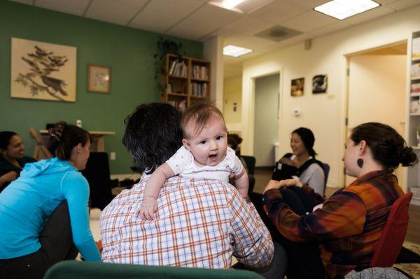 New Parent's Group. Every Wednesday at 1pm. All new parents are welcome!