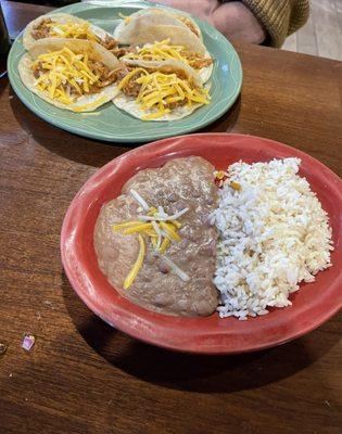 Tacos rice and beans