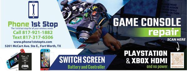 Game Console Repair.  HDMI, Screen, Battery and Controller repairs.