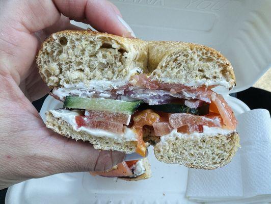 Smoked salmon on wheat