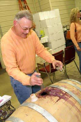 Barrel tasting at Four Springs Winery