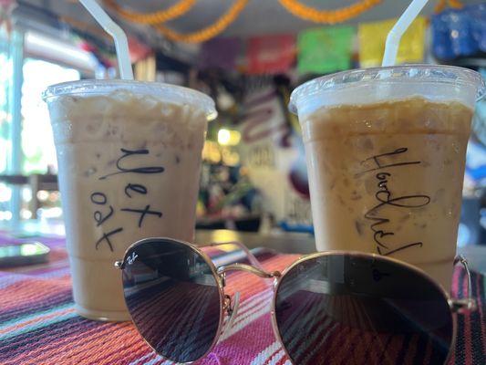 Mexican mocha w/ Oatmilk + Horchata Latte iced