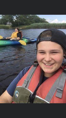 Enjoying our kayak trip up the Westport river!