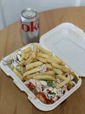 Mixed Platter (~$7) with Fries (+$1) + drink