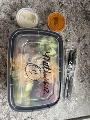 Southern Charm Salad with Ranch+French Dressing and a cute handwritten Scripture!!