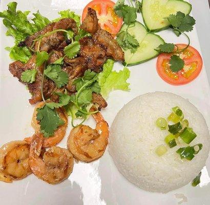 Grilled pork and shrimp