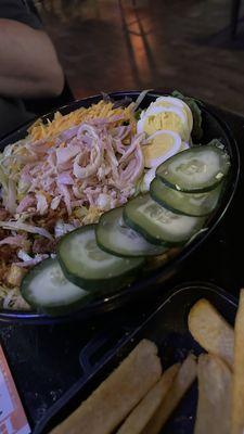 Chef salad with frozen cucumbers