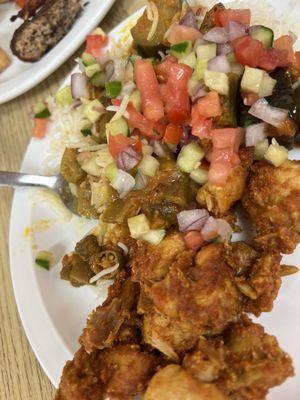 Chicken curry, Eggplant Okra curry