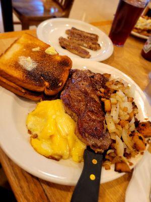 Steak, home fries, eggs & toast