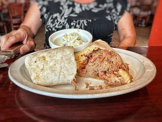 Pulled Pork Mac and Cheese wrap.