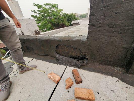 Example of NEW flashing performed.  Roof is still leaking after several months of come-back work.