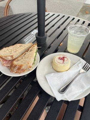 prosciutto panini and white chocolate raspberry cheesecake delicious