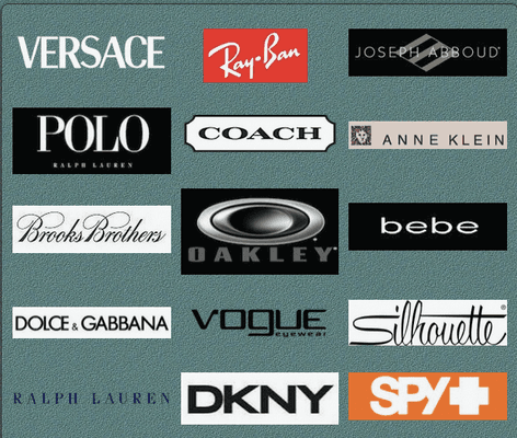 Just a sampling of our designer frames.  Our complete selection includes over 25 top brands.