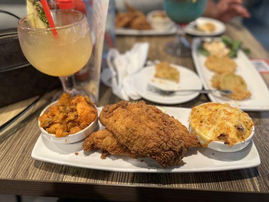 Catfish, Mac 'n Cheese & Candied Yams