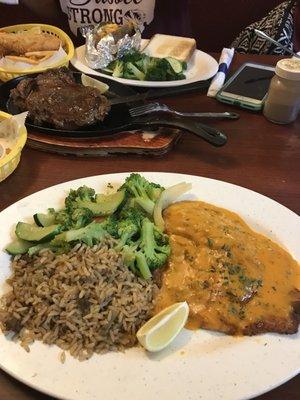 Grilled flounder with etouffee sauce.