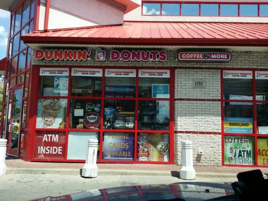 A variety of goods and services Dunkin Donuts Illinois Lottery and washroom